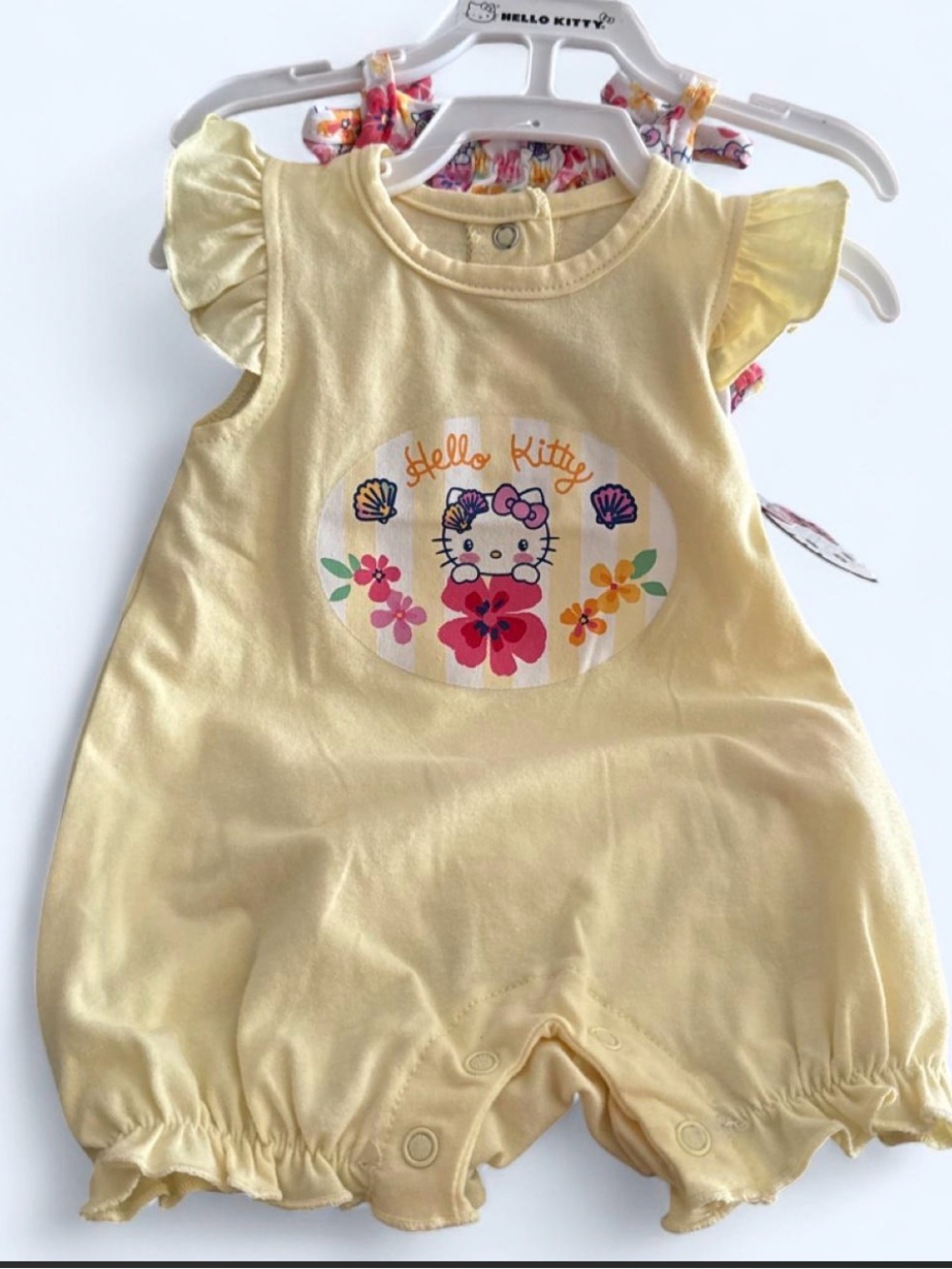 Hello Kitty Light Yellow Floral Graphic Romper